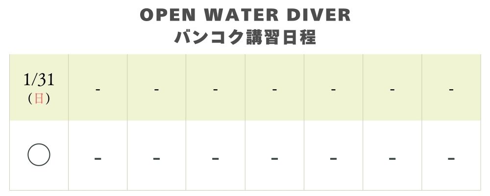 バンコク講習／オープンウォーターダイバーコース